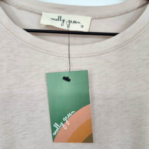 Molly Green NWT Cropped Top Size S Light Tan Soft Neutral‎ Minimalist - Picture 3 of 6